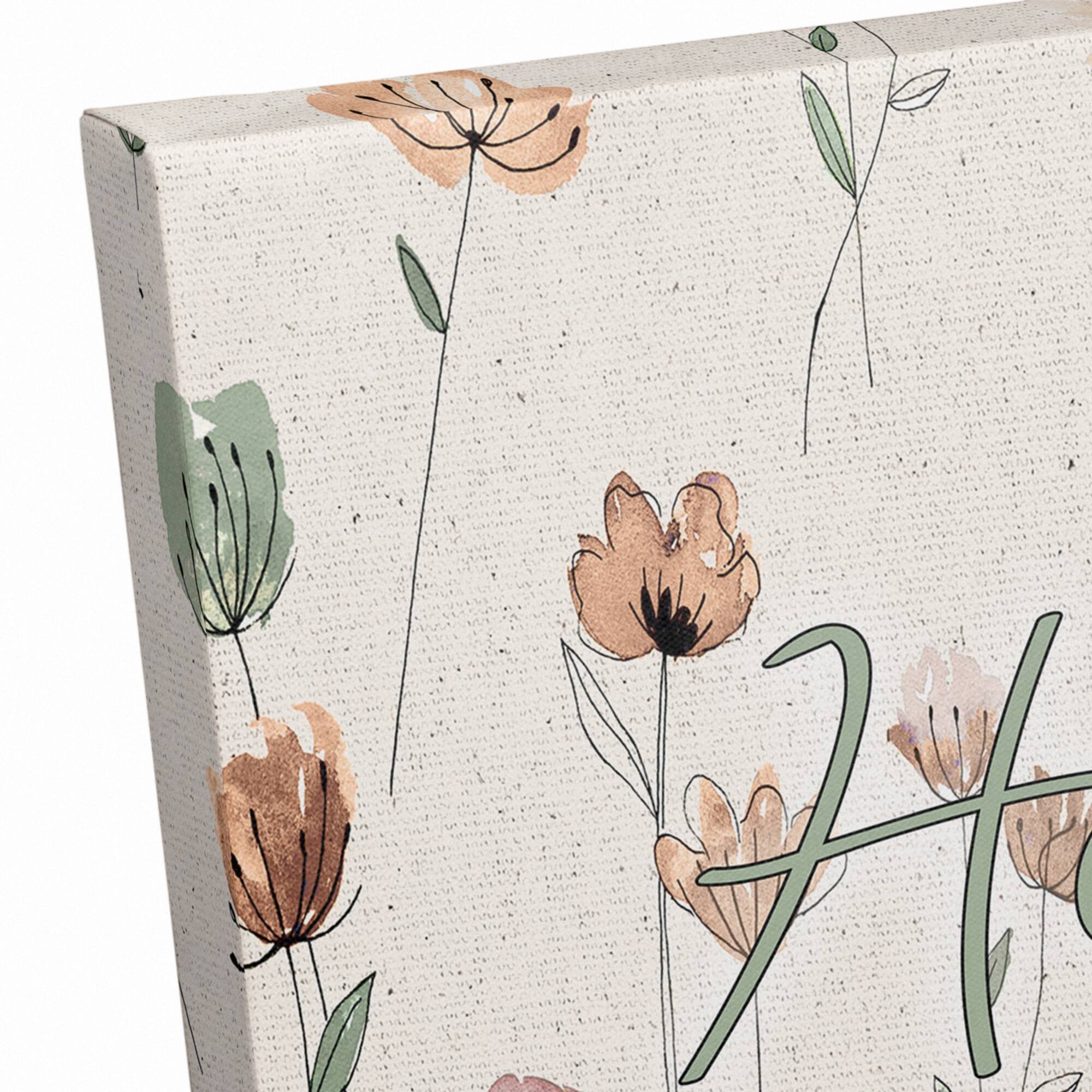 Earthy Botanical Doodles 10" x 20" Canvas Wall Art